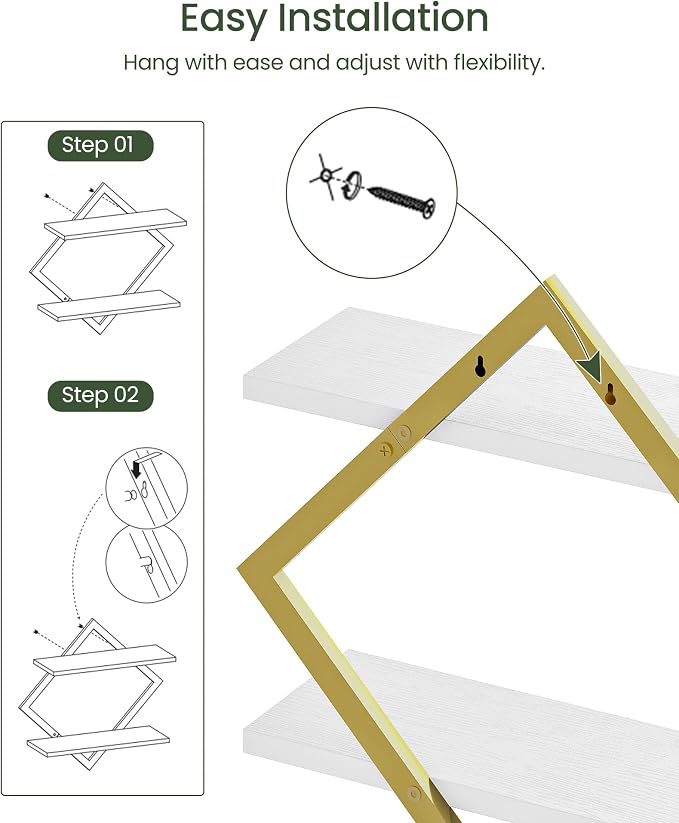 CHOEZON Floating Shelves for Wall, 2-Tier Hanging Shelves, for Living Room - Image 4