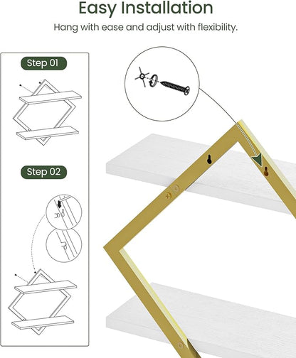 CHOEZON Floating Shelves for Wall, 2-Tier Hanging Shelves, for Living Room - Image 4