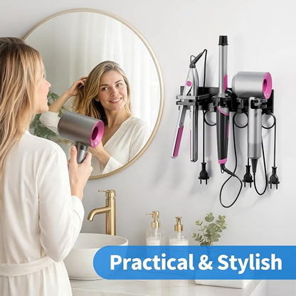 Hair Dryer Holder Wall Mounted, 3 in 1 Metal Hair Tool Organizer - Image 5