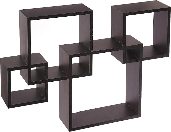 Greenco 4 Cube Intersecting, Easy-to-Assemble Floating Wall Mount Shelves by Greenco