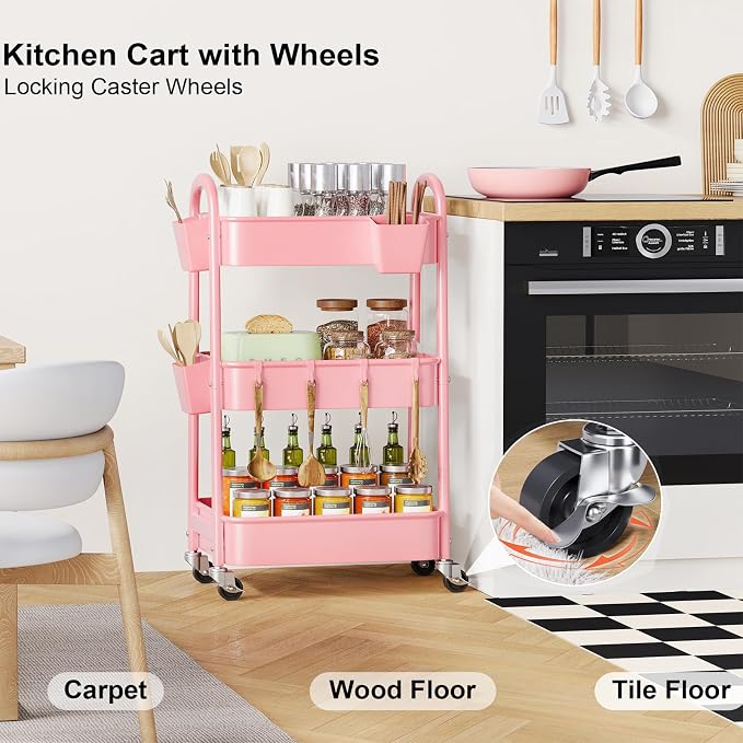3 Tier Rolling Storage Cart Metal - Image 7