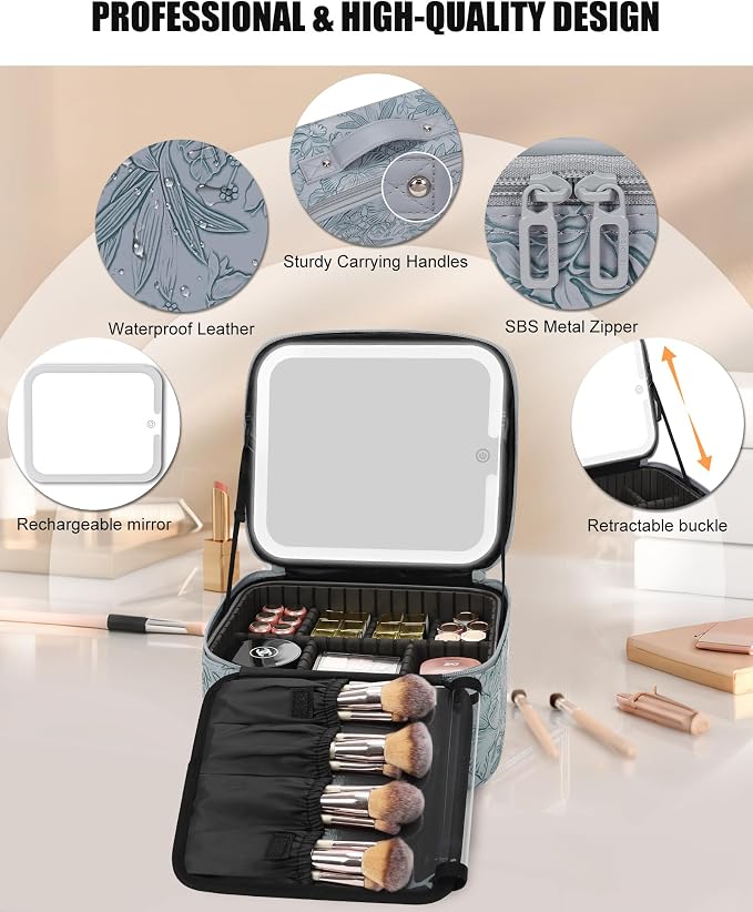 Relavel Travel Makeup Bag With LED Mirror - Image 5