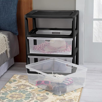 Wide 3 Drawer Tower Plastic Storage Organizer - Image 6