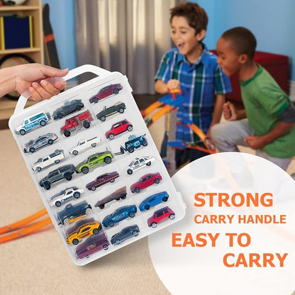 Double Sided Storage Case for 48 Toy Cars, Matchbox Cars, Portable Transparent - Image 4