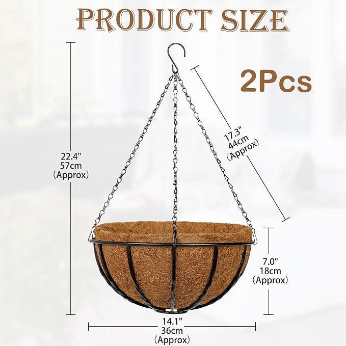 14 Inch Metal Hanging Basket - Image 2