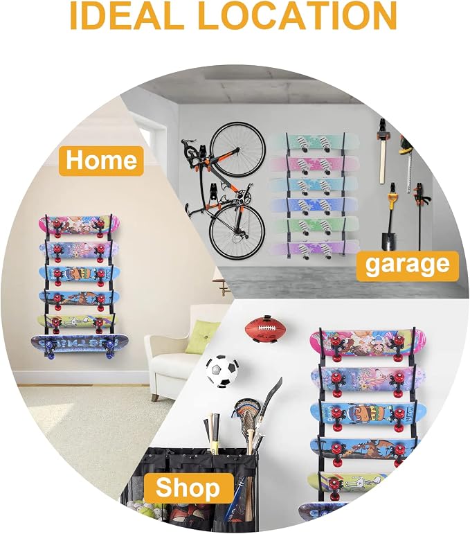 Skateboard Wall Mount, Skate Board Wall Display Hanger Rack, Snowboard Wall - Image 9