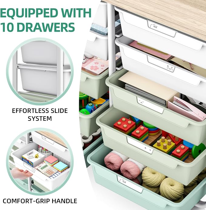 10 Drawer Rolling Storage Cart - Image 4