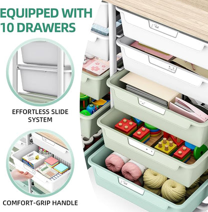 10 Drawer Rolling Storage Cart - Image 4