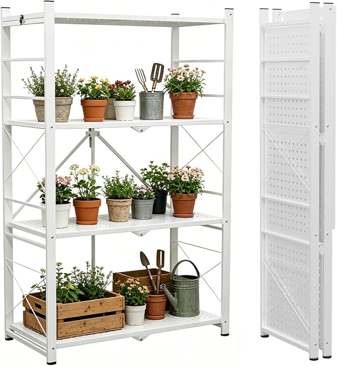 EAGLE PEAK 4-Tier Foldable Greenhouse Shelf, Heavy Duty Metal Storage Rack by EAGLEPEAK