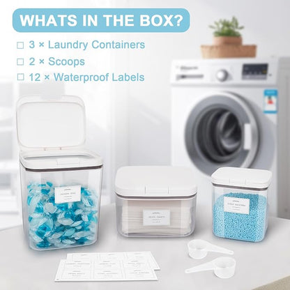 3 Pack Laundry Powder Containers & Dryer Sheet Holder - Image 5
