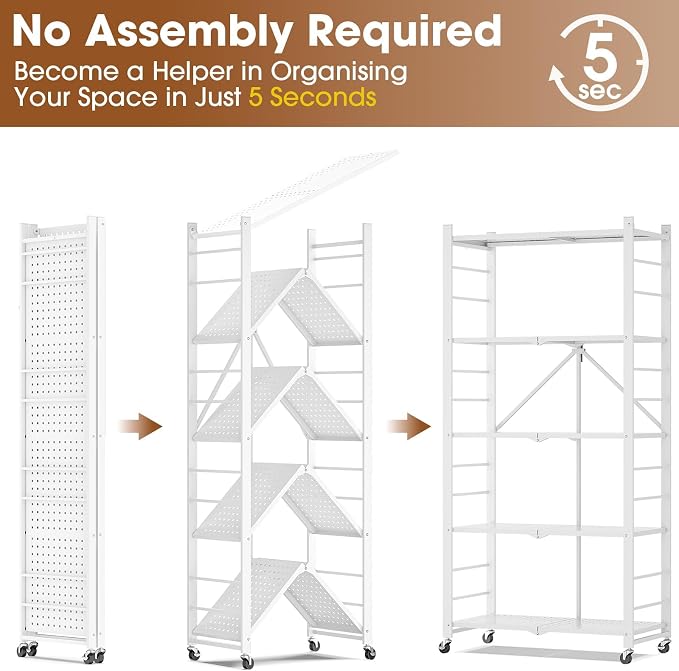 Fenbeli Foldable Shelves with Wheels - Image 7