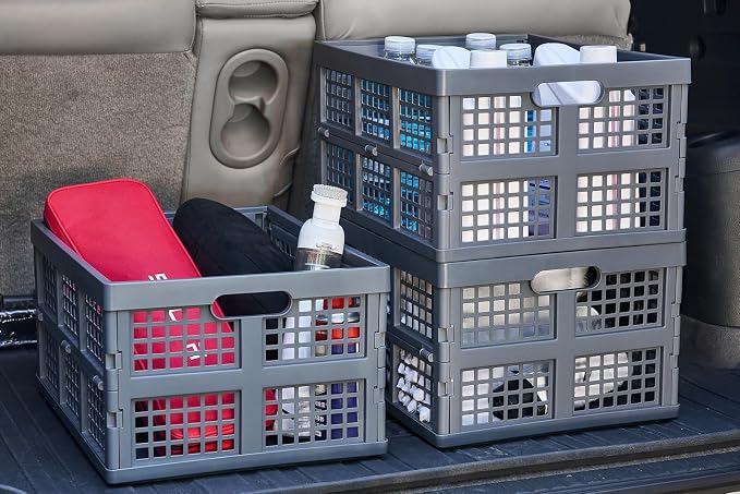 3-Pack Plastic Collapsible Storage Crates-30L, Foldable Plastic Crates - Image 7
