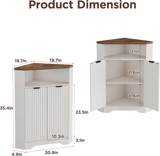 Vabches Corner Cabinet, Corner Bathroom Cabinet - Image 2