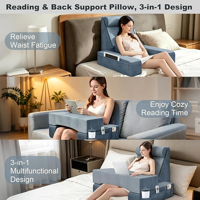 COZEER 3‑in‑1 Reading Pillow for Bed - Image 2