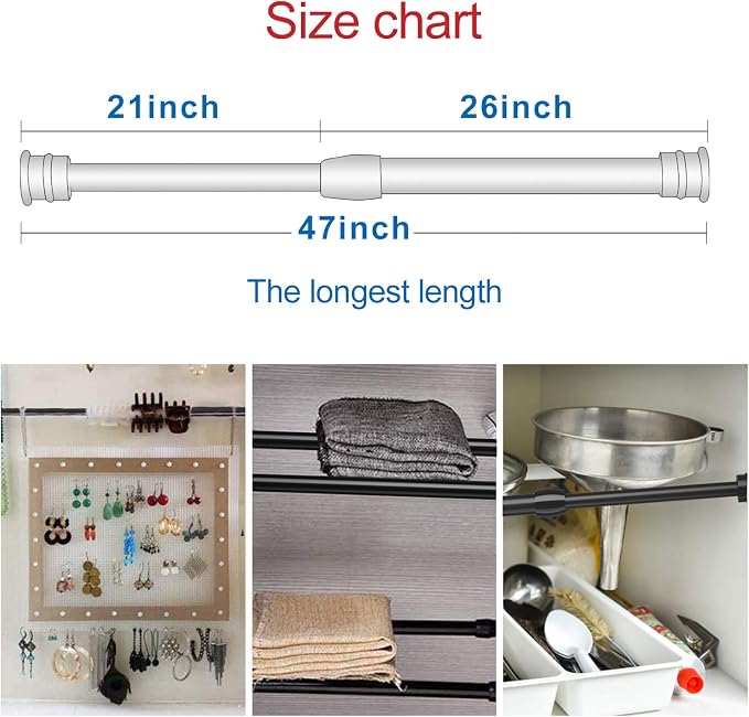 AIZESI Spring Tension Curtain Rods Short Tension Rod - Image 7