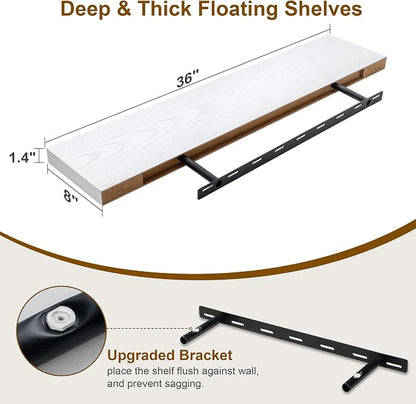 Fun Memories White Floating Shelves 36 Inch Long, 8 Inch Deep Floating Shelf - Image 3