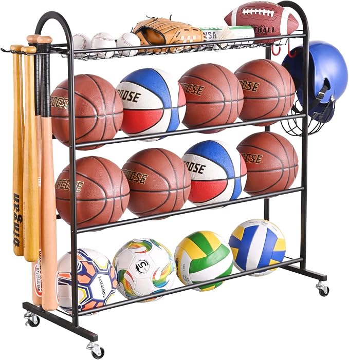 PLKOW Basketball Rack, Rolling Ball Storage by PLKOW