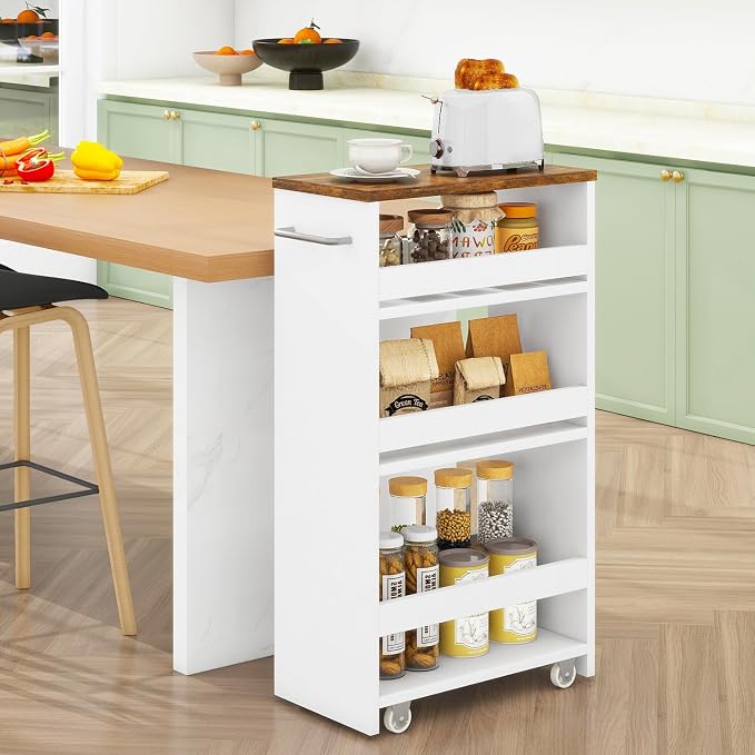 IBUYKE Slim Storage Cart 7.9" W, Rolling Kitchen Storage cart on Wheels - Image 2