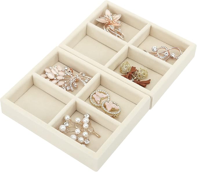 DesignSter Small Jewelry Tray-Ring Organizer 2PCS Premium Velvet Rings Earrings by DesignSter
