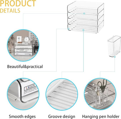 4-Tier Stackable Paper Tray Organizer - Image 3