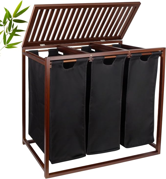 Bamboo Laundry Hamper 3 Section by sykart