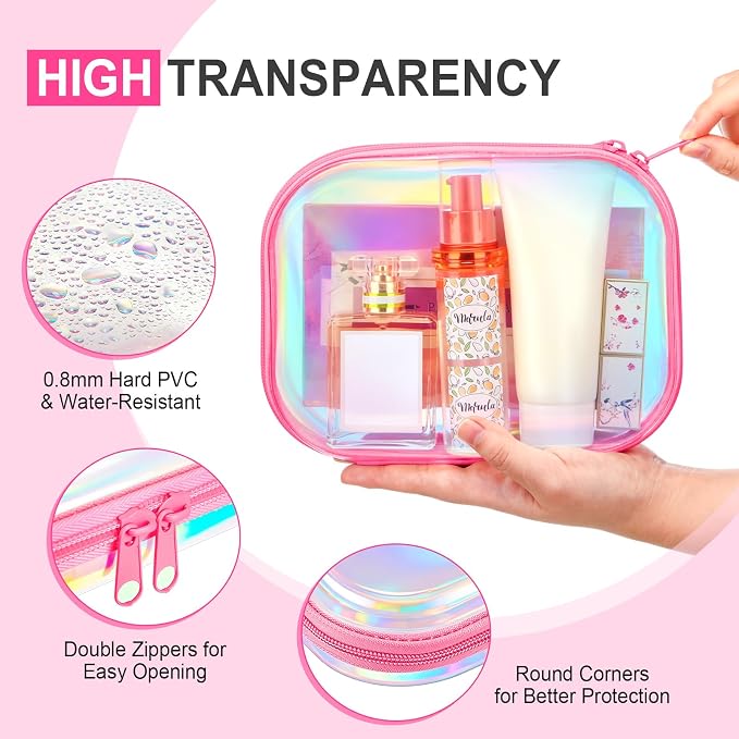 Sanwuta 6 Pcs Clear Hard Zipper Case Hard Plastic Zipper Pouches Transparent - Image 3