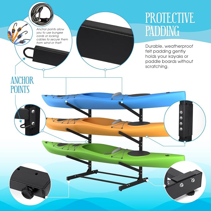 Adjustable Kayak Storage Rack, Freestanding Sup Storage Stand, Weatherproof - Image 3