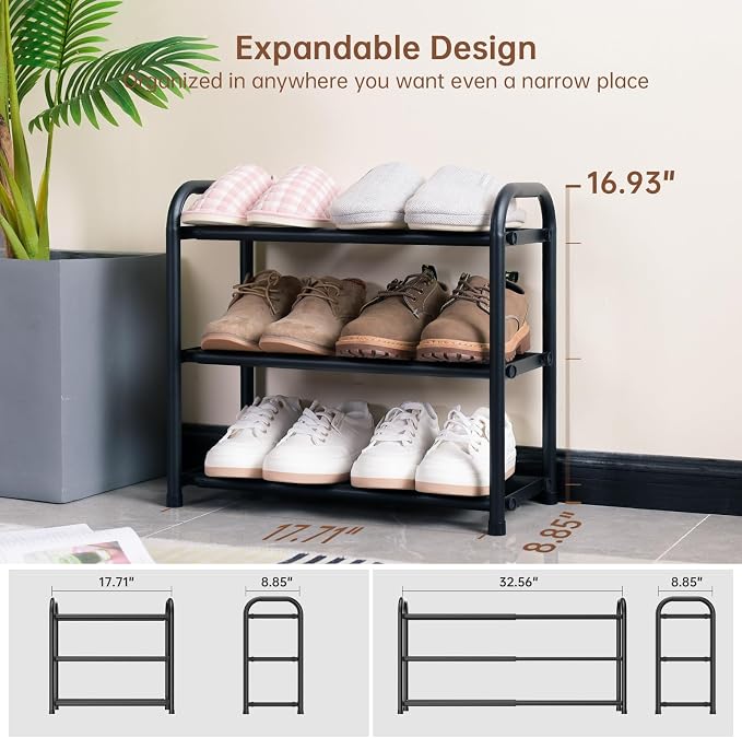 Gonfoam Expandable 3-Tier Shoe Rack - Image 4