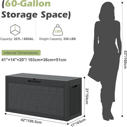 60 Gallon Outdoor Storage Deck Box Waterproof, Large Resin Storage Container - Image 7