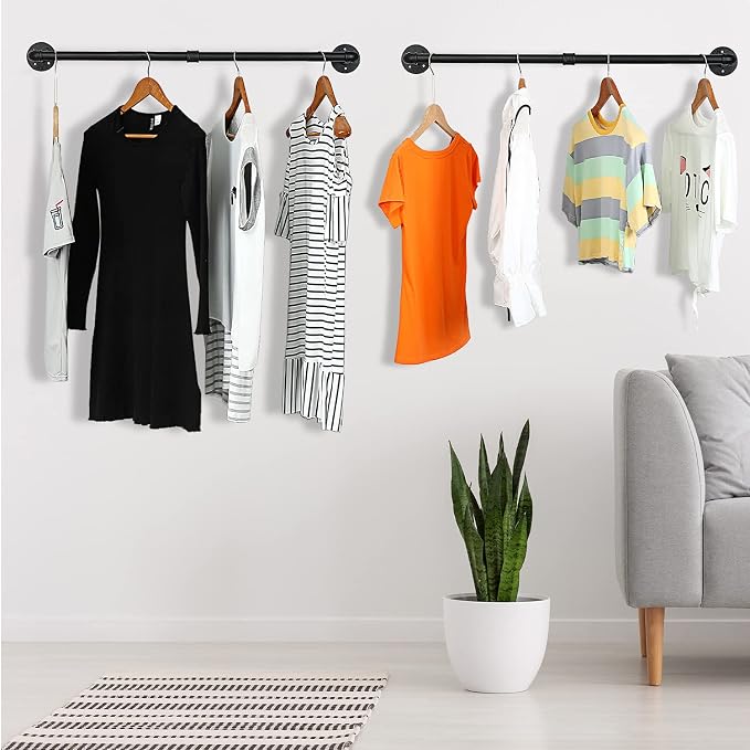 Oroonoko 2PCS 36inch Industrial Pipe Clothes Rack Wall Mount - Image 3