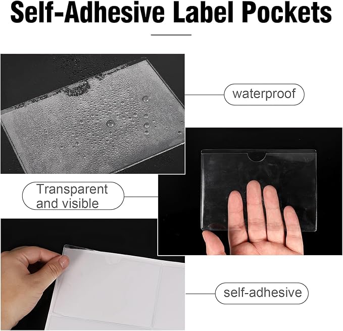 52 Pack Self-Adhesive Index Card Pockets, Top Load, 3 x 5 Inch | Clear PVC - Image 4