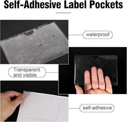 52 Pack Self-Adhesive Index Card Pockets, Top Load, 3 x 5 Inch | Clear PVC - Image 4