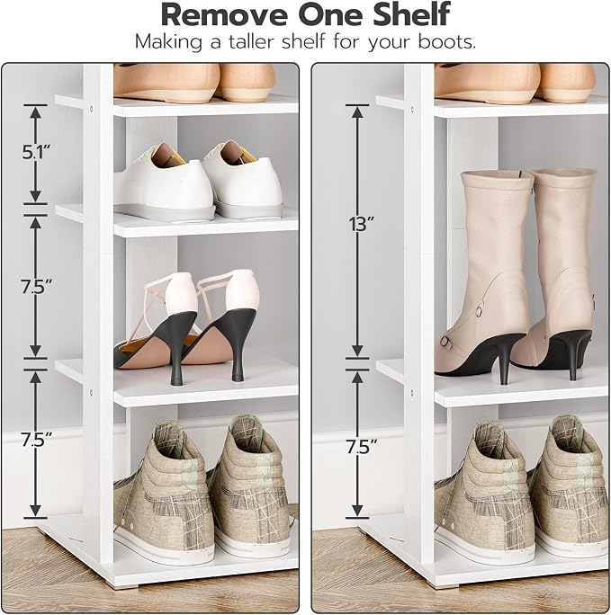 HOOBRO 8 Tiers Vertical Shoe Rack, Wooden Shoe Storage Organizer - Image 6