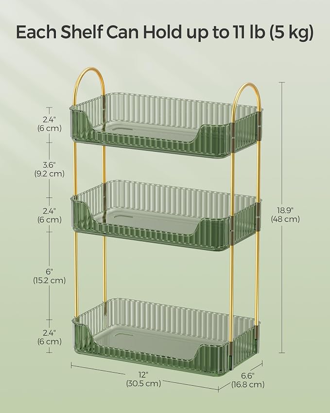 SONGMICS Makeup Organizer, 3-Tier Skincare Organizer Countertop, Customizable - Image 5