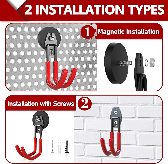 3-H Heavy Duty Magnet Garage Hooks 4 Pack, J Shape Strong Magnetic Hooks - Image 3
