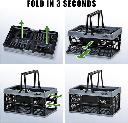 20L Plastic Basket with handles, foldable crate with Handles - Image 7