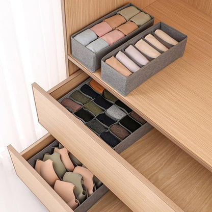 Dresser Drawer Organizer 8 Pack Clothes Underwear Sock Storage Beige Drawer - Image 6