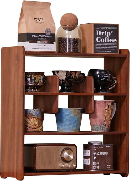 Coffee Cup Holder for Countertop Walnut Wood Coffee Mugs Holder for Kitchen Mug by KAOTGOT