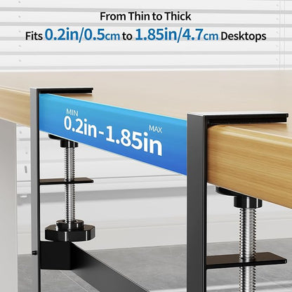 Yecaye Metal Under Desk Cable Management Tray, Clamp-On Desk Shelf | No Drill - Image 4