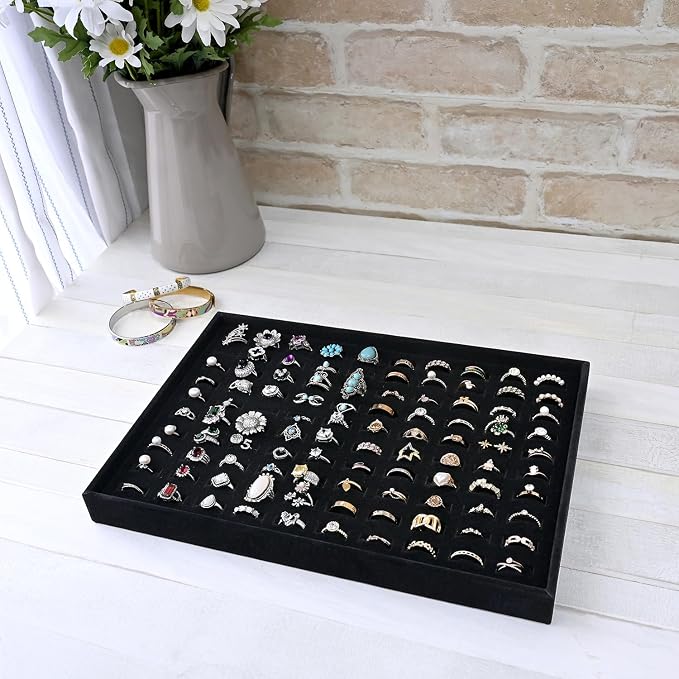 MOOCA 2 Pcs Set 100 Slots Ring Tray Display, Slotted Ring Showcase Display - Image 8