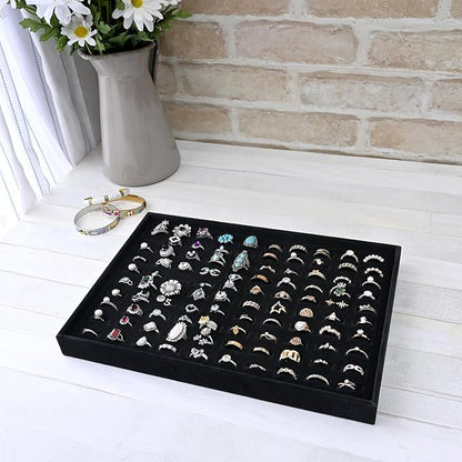 MOOCA 2 Pcs Set 100 Slots Ring Tray Display, Slotted Ring Showcase Display - Image 8