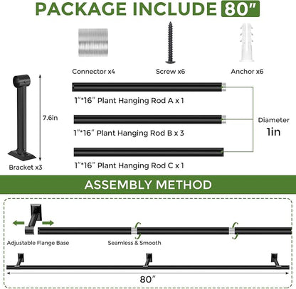 Window Plant Hanger for Indoor Plants, 80 Inch Hanging Plant Rod, 1 Inch - Image 8