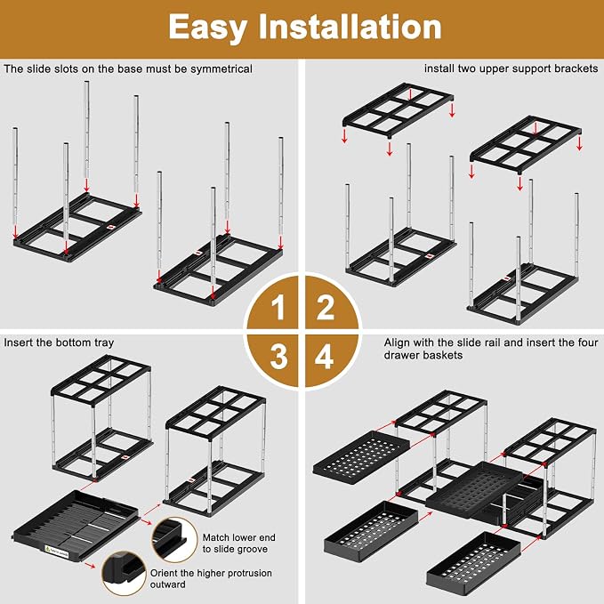 NIUXX Expandable Under Sink Organizer: 2 Tier Height Adjustable Under Cabinet - Image 7