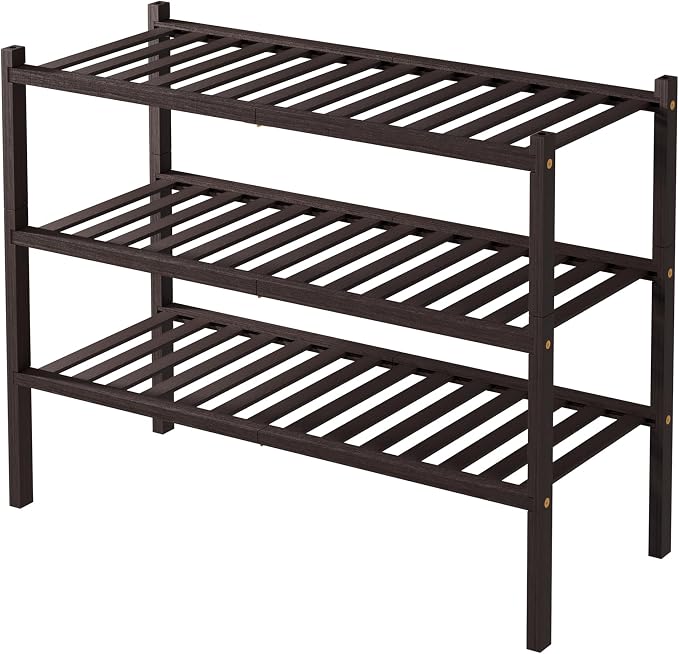 3 Tier Bamboo Shoe Rack for Closet Free Standing Wood Shoe Shelf for Entryway - Image 8