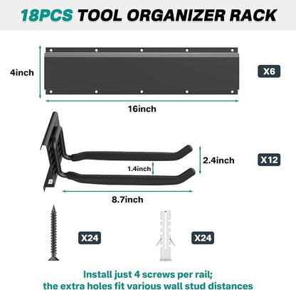 EVERHANGER Garage Tool Storage Organizer, Wall Mount Garden Tool Rack - Image 2