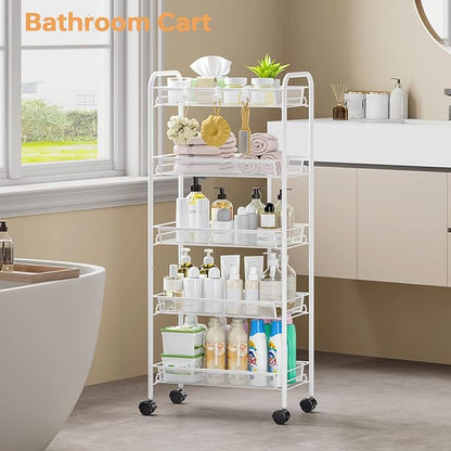 TOOLF 5-Tier Rolling Cart, Metal Utility Cart - Image 2