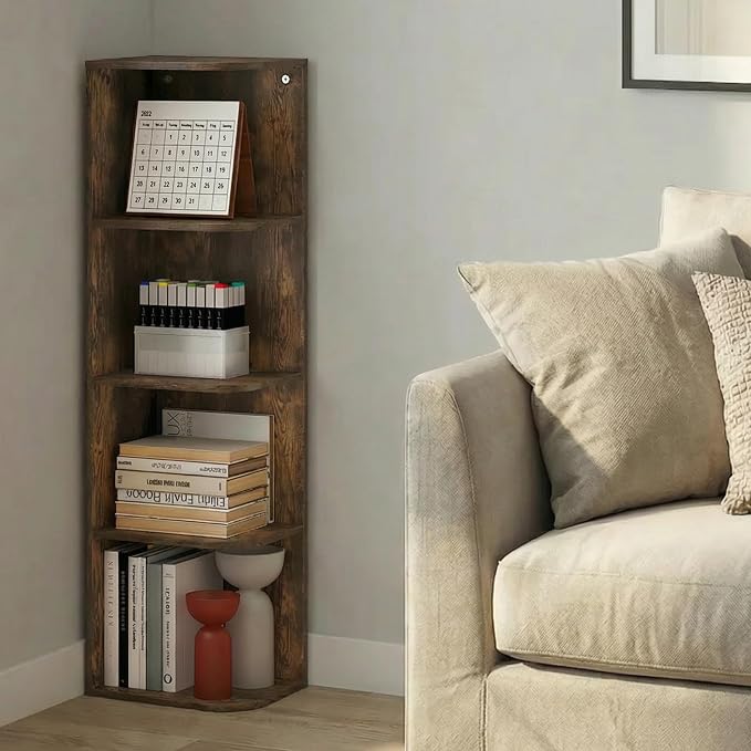Furinno PASIR Book Shelf, 4-Tier Corner Bookshelf - Image 5
