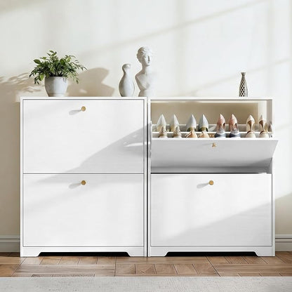 Nicetree Shoe Cabinet with 2 Flip Drawers, Modern Entryway Organizer, - Image 6