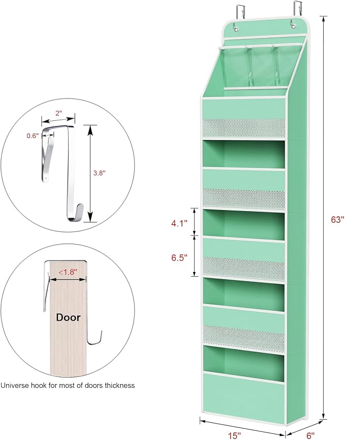 Univivi 6-Shelf Over Door Hanging Organizer Fabric Baby Door Storage - Image 3