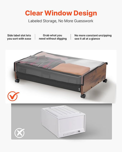VEVOR Under Bed Storage with Wheels, 36.0 x 18.1 x 7.3 inch, Underbed - Image 5